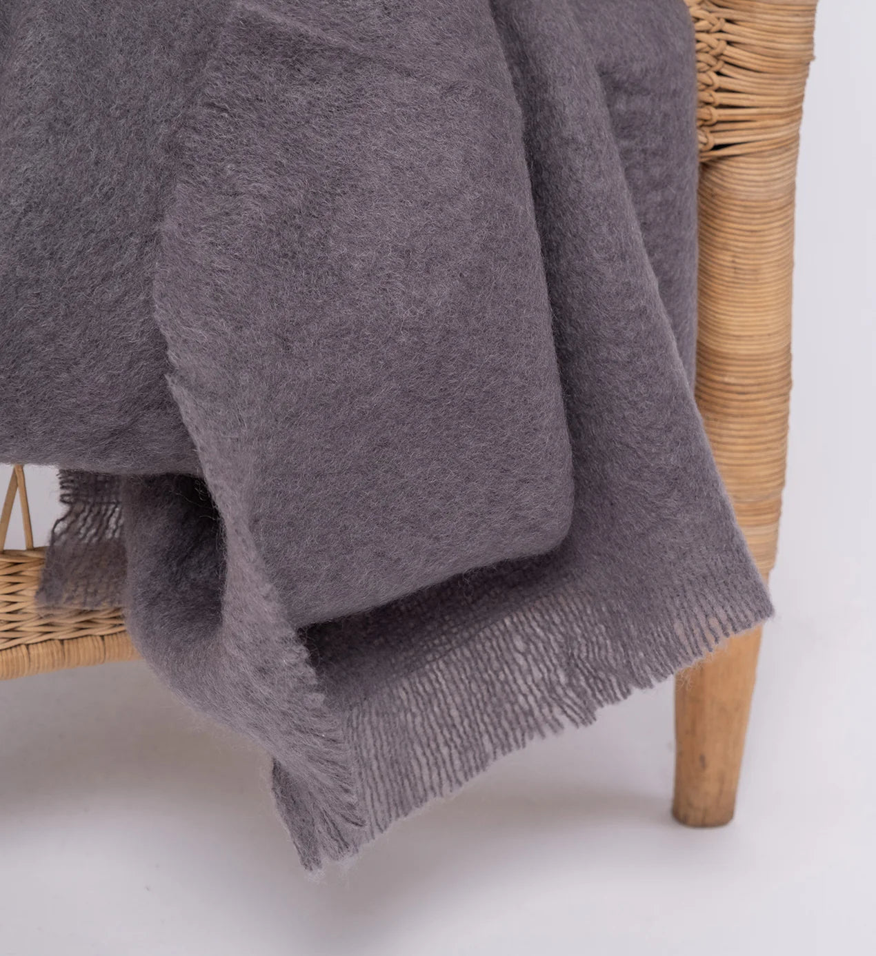 INGUBO Mohair Anthracite Dark Grey Mohair Wool Blanket Throw 180 x 130 cm