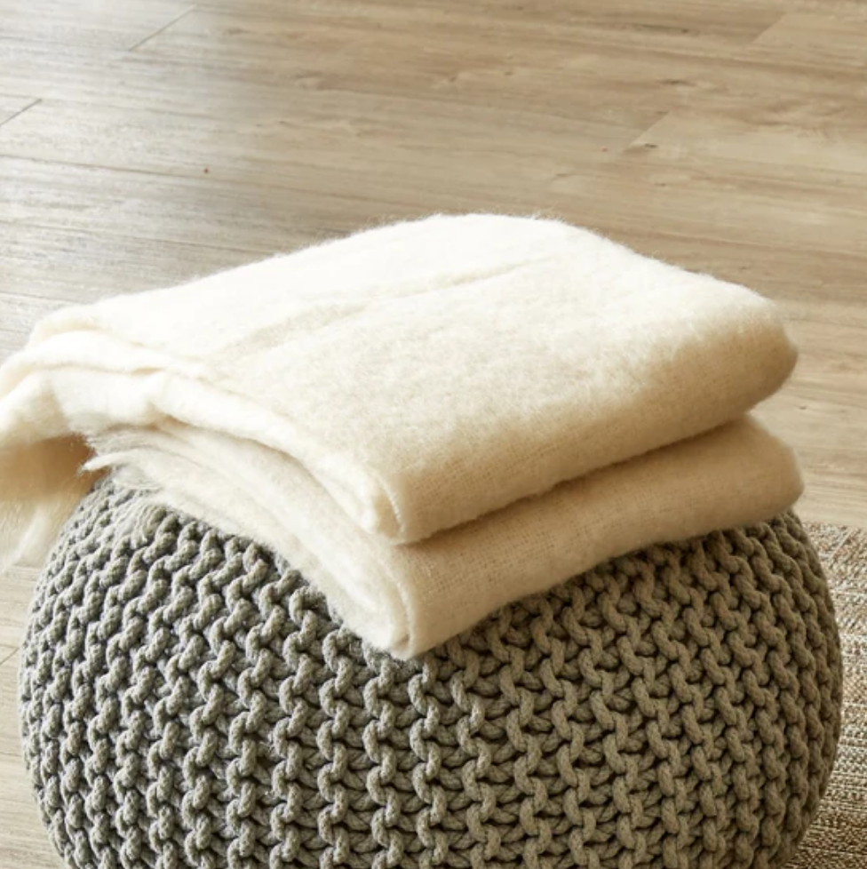 Natural Cape Mohair blanket folded