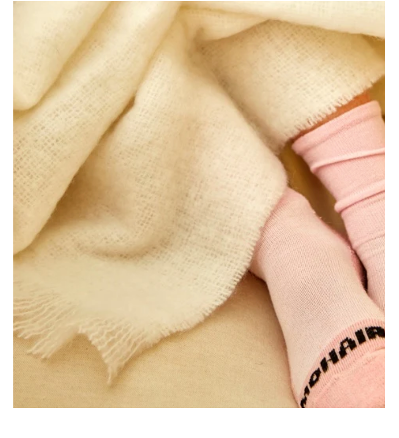 Warm white mohair blanket