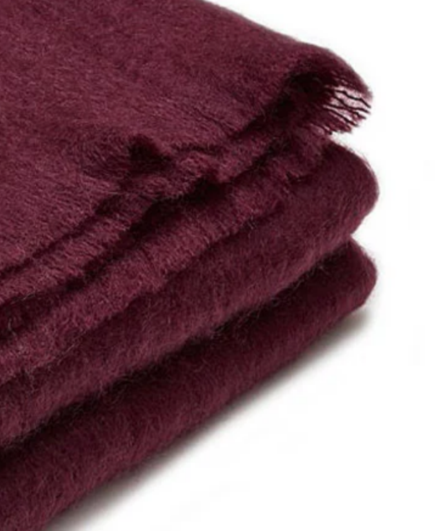 INGUBO Mohair Wool Blanket Throw 180 x 130cm - Winterberry Purple
