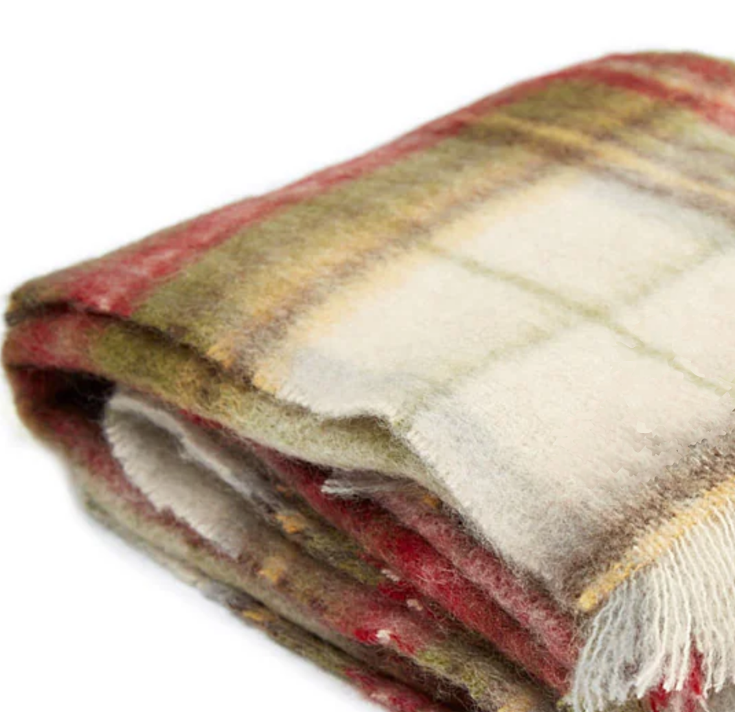 Luxurious Ingubo Mohair Wool Blanket Throw 180x130cm – Highlander Checkered