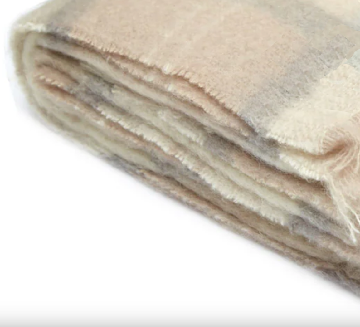 Luxurious Ingubo Mohair Wool Blanket Throw 130x180cm – Earth Checkered