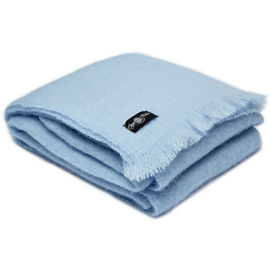 Light blue cape mohair blanket