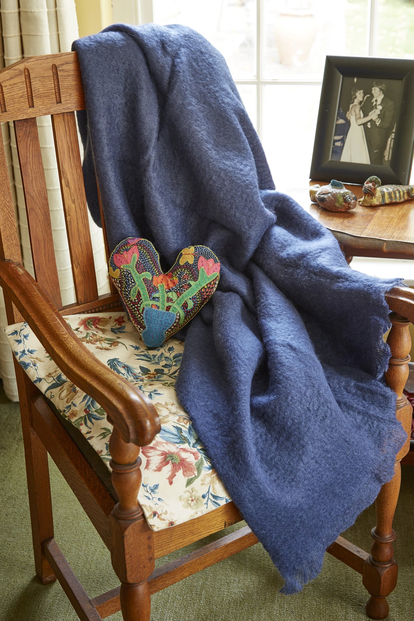 INGUBO Mohair Midnight Blue Mohair Wool Blanket Throw on chair 180 x 130 cm