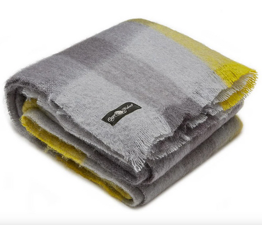 INGUBO Mohair Moorlands Checkered Mohair Wool Blanket Throw 180 x 130 cm