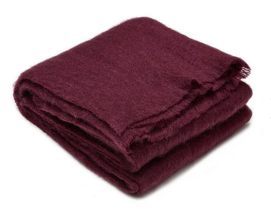 INGUBO Mohair Wool Blanket Throw 180 x 130cm - Winterberry Purple