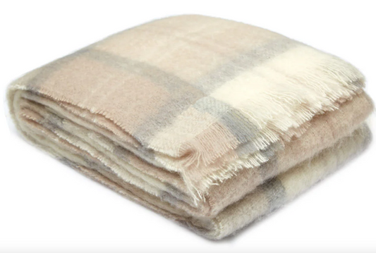 Luxurious Ingubo Mohair Wool Blanket Throw 130x180cm – Earth Checkered
