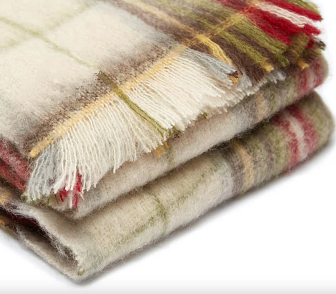 Luxurious Ingubo Mohair Wool Blanket Throw 180x130cm – Highlander Checkered