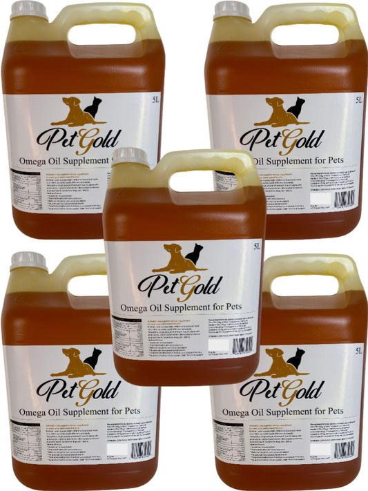 Pet Gold Omega Oil Supplement for Pets 5L x 5